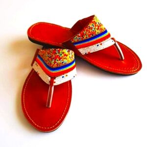 Hancrafted leather beaded sandals size9